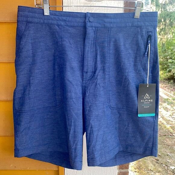 NWT Alpine Design Men’s Size 34 AD Hybrid Short Shorts Indigo Blue 8”Inch Inseam - Picture 1 of 6